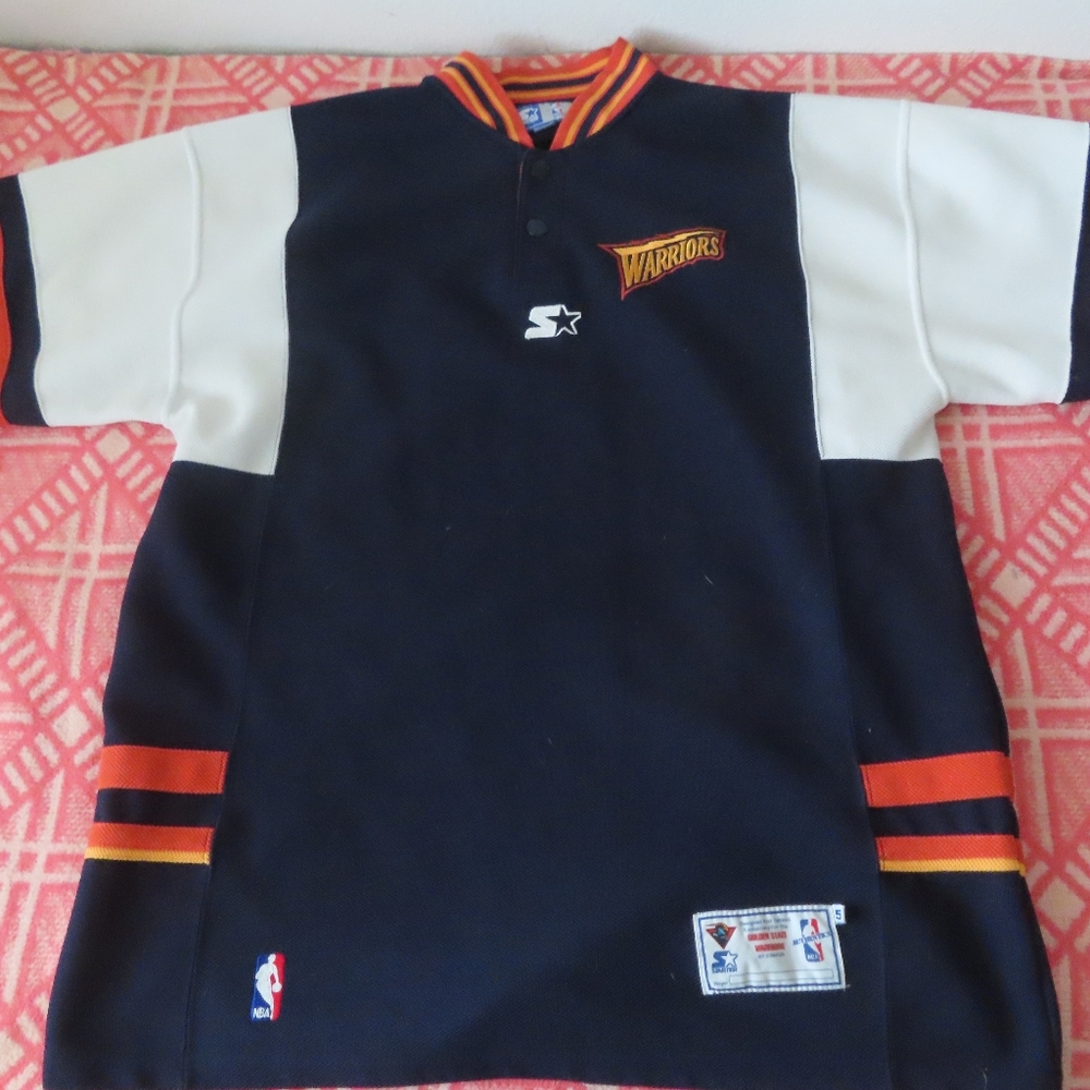 Vntg Golden State Warriors Starter Authentic NBA Warm Up shooting shirt 54 2XL